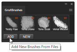 Adding a brush to the plugin with the Add button Click "add" to install the paper texture tool