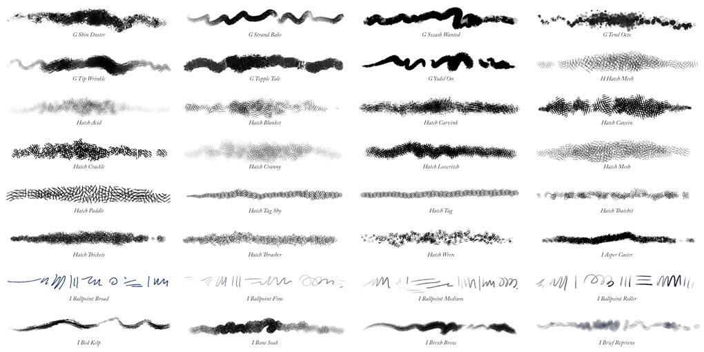 GrutBrushes Online Brush Stroke Reference - GrutBrushes.com