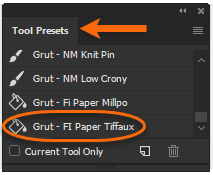 paper texture tool installed into the Tool presets panel where to find the paper texture tool in Photoshop